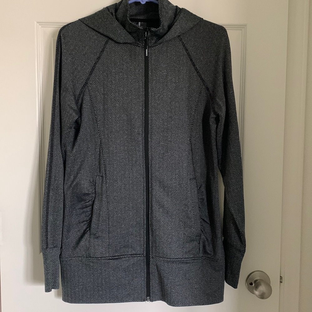 Black and gray patterned zip hoodie